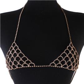 Rhinestones Round Bra Body Chain