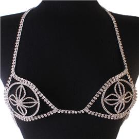 Rhinestone Triangle-Round Flower Bra Chain