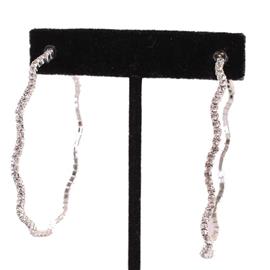 Rhinestones Zic Zac Hoop Earring