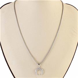 CZ Pendant Half Moon Necklace