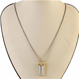 CZ Pave Rectangle Pendat Necklace