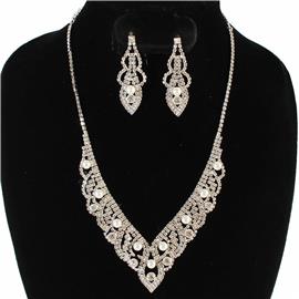 Rhinestones Pearl Neckalce Set