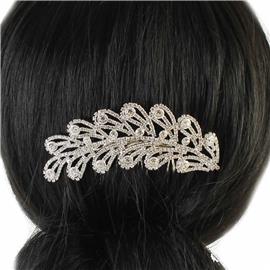 Rhinestones Casting Leaves Hair-Comb