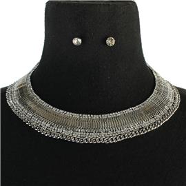 Metal Rhinestone Choker Set