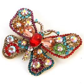 Crystal Oval Butterfly Brooch