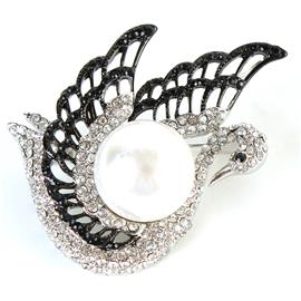 Crystal Swan Brooch