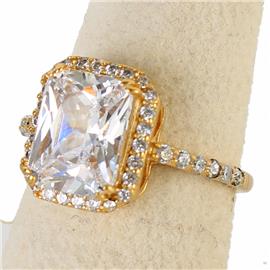 ""7" CZ Silver Rectangle Ring "