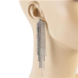 Metal Rhinestones Fringed Earring