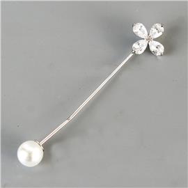 CZ Flower Pin Brooch