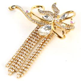 Rhinestones Fringed Brooch