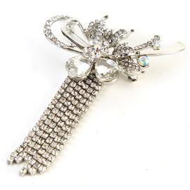 Rhinestones Fringed Tear Brooch