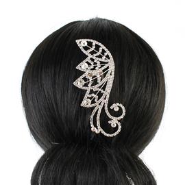 Rhinestones Swirl Leaf Hair Comb