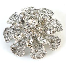 Crystal Swirl Flower Brooch