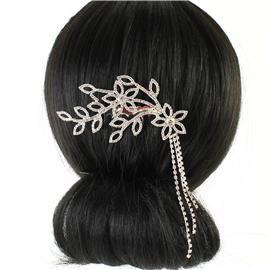 Rhinestones Flower Leaves Hair-Comb