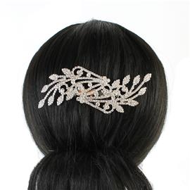 Rhinestones Leaves Hair Comb