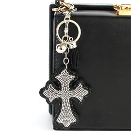 Rhinestones Cross Tassel Key Chain