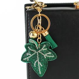 Rhinestones Leaf Key Chain