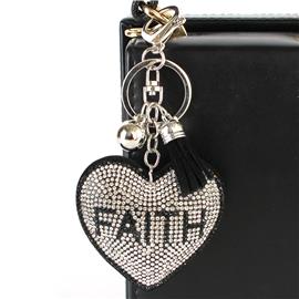 Rhinestones Faith Heart Key Chain