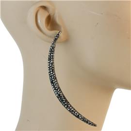 Rhinestone Long Crescent Earring