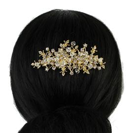 Rhinestones With Pearl Flower Hair Comb