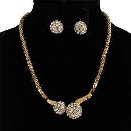 Rhinestone Ball Necklace Set