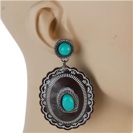 Metal Turquoise Oval Earring