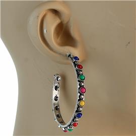 Metal Turquoise Hoop Earring