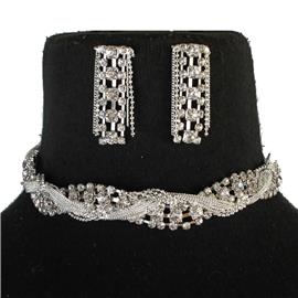 Rhinestones Braid Choker Set