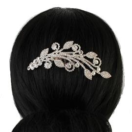 Rhinestones Leaves Hair Comb