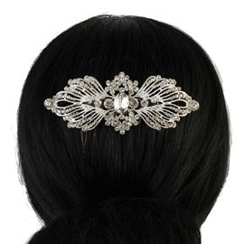 Rhinestones With Pearl Flower Hair Comb