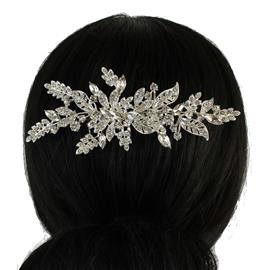 Rhinestones Leaves Hair Comb