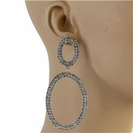 Rhinestones Oval Dangling Earring