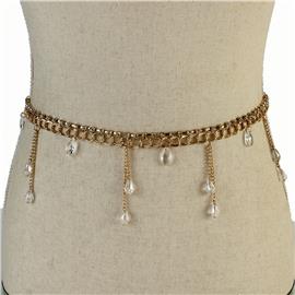 Metal Rhinestones Glass Beads Belt