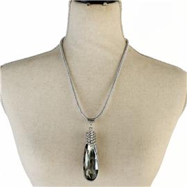 Cord Pendant Crystal Necklace Set