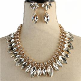 Crystal Oval Necklace Set