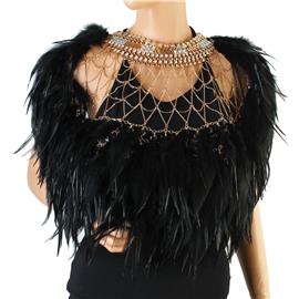 Feather With Rhinestones Body Chain