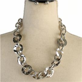 Metal Round Chain Necklace Set