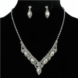 Rhinestone Jr Oval Necklace Set