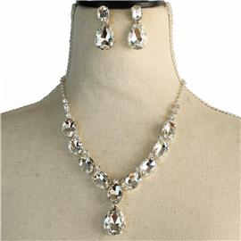 Crystal Teardrop Necklace Set