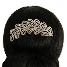 Rhinestones Leaves Hair Comb