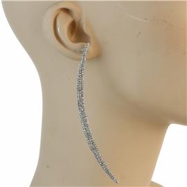 Rhinestone Long Crescent Earring