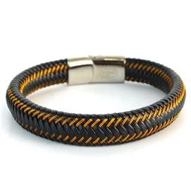 Stainless Steel With Braided Leather Bracelet