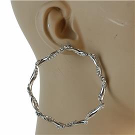 60mm Rhinestones Twisted Hoop Earring