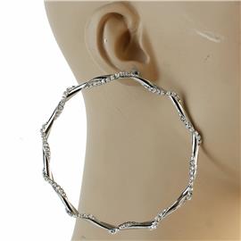 80mm Rhinestones Twisted Hoop Earring