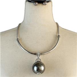 Metal Drop Pearl Neckace Set