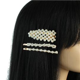 3 pcs Pearl Hair Pins In Square Shape