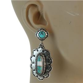 Western Turquoise Flower Earring