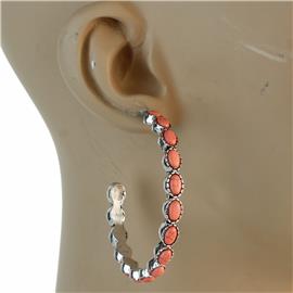 Metal Turquoise Hoop Earring