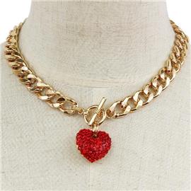 Pendant Heart Link Chain Necklace