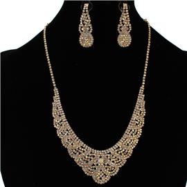 Rhinestones Casting Wavy Necklace Set